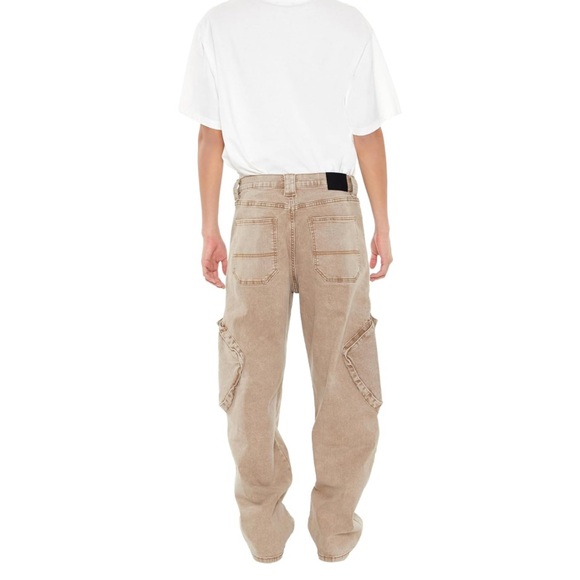 🌹🆕 Forever 21 Tan Beige Cargo Pants Jeans for Men Size 32 - Picture 4 of 7
